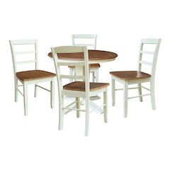 36" Solid Wood Round Top Dining Table with 4 Chairs