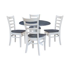 42" Round Top Dual Drop Leaf Pedestal Table with 4 Dining Chairs