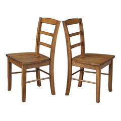 Set of Two Madrid Ladderback Chairs, Pecan