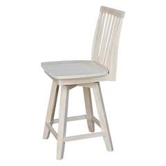 Mission Counter height Stool - With Swivel And Auto Return - 24" Seat Height , Unfinished