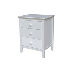 Solid Wood Bedroom Nightstand with 3 Drawers, White