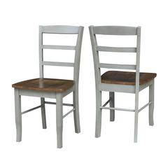 Madrid Ladderback Chairs - Set of 2, Hickory/Stone