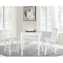 30" x 30" CounterHeight Dining Table with 2 X-Back Stools - 3 Piece Set