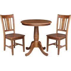30" Round Top Pedestal Table with 2 San Remo Chairs - 3 Piece Set