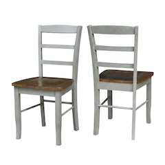 Madrid Ladderback Solid Wood Dining Chairs for Kitchen and Dining Room, Set of 2