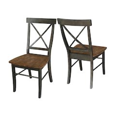 Hardwood X-Back Dining Chairs with Solid Wood Seat for Dining Room, Set of 2