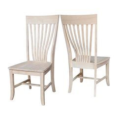 Unfinished Solid Hardwood Dining Chairs for Kitchen or Dining Room, Set of 2