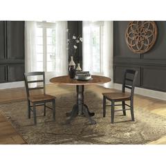 42" Dual Drop Leaf Pedestal Dining Table with 2 Madrid Ladderback Chairs