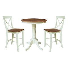30" Round Pedestal Counter Height Table with 2 Counter Height Stools
