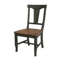 Solid Wood Panel Back Chair in Hickory/Washed Coal - Set of 2