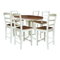 36" Round Extension Table with 6 Counter Height Stools