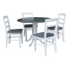 42" Dual Drop Leaf Dining Table with 4 Madrid Ladderback Chairs