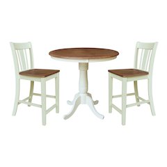 36" Round Pedestal Height Dining Table 2 San Remo Counter Height Stools