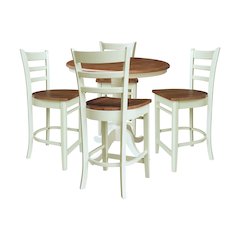 36" Round Extension Dining Table with 4 Stools