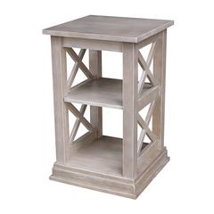 Hampton Accent Table With Shelves, Washed Gray Taupe