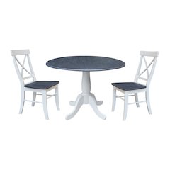 42" Round Top Dual Drop Leaf Pedestal Table with 2 Dining Chairs
