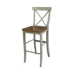 X-back Barheight Stool - 30" Seat Height, Hickory/Stone