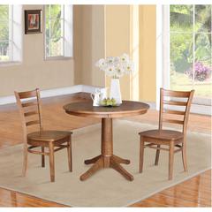 36" Round Top Pedestal Table with 2 Emily Chairs - 3 Piece Set