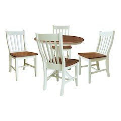 36" Round Extension Dining Table with 4 Cafe Dining Chairs