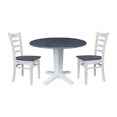 42" Round Drop Leaf Table with Two Dining Chairs
