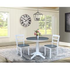 36" Round Pedestal Dining Table with 2 Madrid Ladderback Chairs
