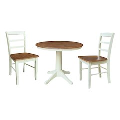 36" Round Top Pedestal Dining Table with 2 Madrid Chairs