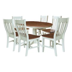 36" Round Extension Dining Table with 6 Cafe Dining Chairs