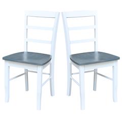 Madrid Ladderback Chairs - Set of 2, White/Heather Gray