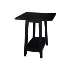 Solid Wood Square Drop Leaf Side Table in Black