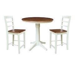 36" Round Extension Table with 2 Counter Height Stools