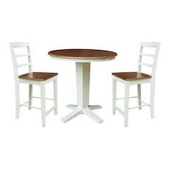 36" Round Extension Table with 2 Counter Height Stools