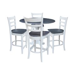 42" Round Pedestal Table with Four Counter Height Stools