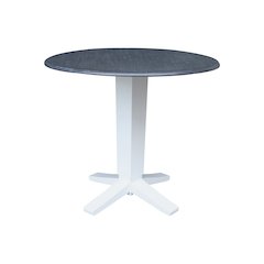 42" Solid Wood Round Dual Drop Leaf Dining Pedestal Table - 36.3"High