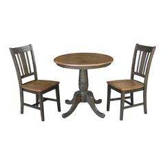 30" Round Top Pedestal Table With 2 San Remo Chairs - 3 Piece Set