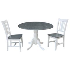 42" Dual Drop Leaf Table with 2 San Remo Side Chairs - Set of 3 Pieces
