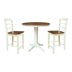 36" Round Pedestal Gathering Height Table With 2 Madrid Counter Height Stools