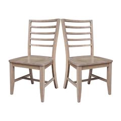 Set of Two Solid Wood Soma LadderBack Dining Chairs in Flax