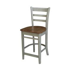 Emily Counterheight Stool - 24" Seat Height, Hickory/Stone