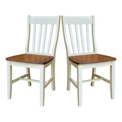 Set of Two Cafe Dining Chairs, Hickory/Shell