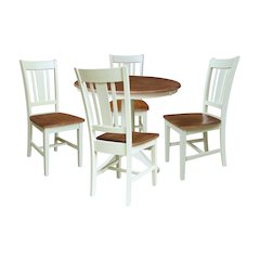 36" Round Extension Dining Table with 4 Chairs