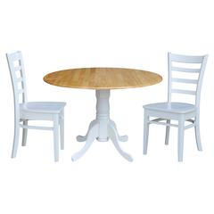 42 in. Dual Drop Leaf Table with 2 Ladder Back Dining Chairs