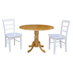 42 in Dual Drop Leaf Dining Table with 2 Ladder Back Dining Chairs