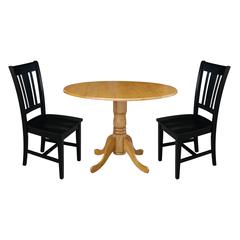 42 in. Dual Drop Leaf Table with 2 Splat Back Dining Chairs - 3 Piece Dining Set