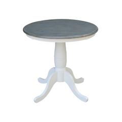 30" Round Top Pedestal Table - Dining Height - White/Heather Gray
