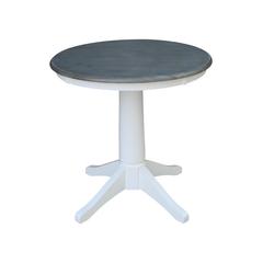 30" Round Top Pedestal Table - Dining Height - White/Heather Gray
