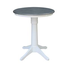 30" Round Top Pedestal Table - Counter Height - White/Heather Gray