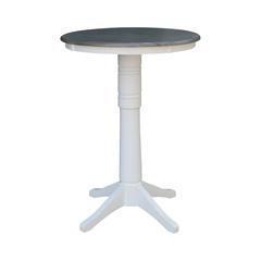 30" Round Top Pedestal Table - Bar Height - White/Heather Gray