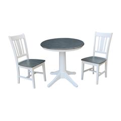 Set of 3 pcs -30" round top ped table - with 2 San Remo chairs