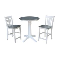 30" pedestal gathering Height table with 2 San Remo counter Height stools