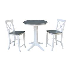 Set of 3 pcs - 30" pedestal gathering Height table with 2 counter Height stools